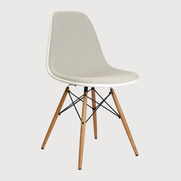 Eames Plastic Side Chair DSW mit Vollpolsterung, Weiß